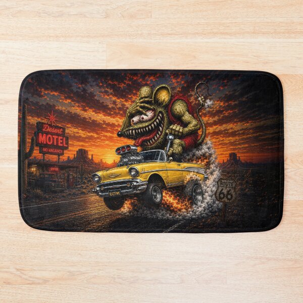Item preview, Monster Rat 1957 Chevy Bel Air Route 66 Desert Burnout Hot Rod Art designed and sold by artistwill.