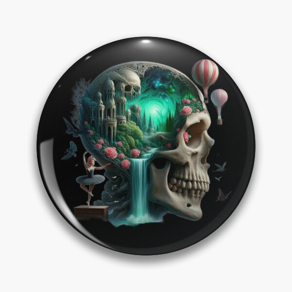 Item preview, Gothic Mindscape – Skull Castle Waterfall and Ballerina designed and sold by LujziWorld.