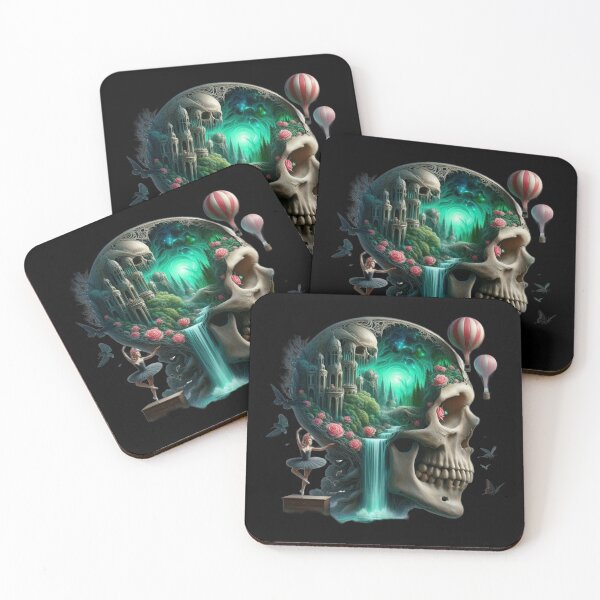 Item preview, Gothic Mindscape – Skull Castle Waterfall and Ballerina designed and sold by LujziWorld.