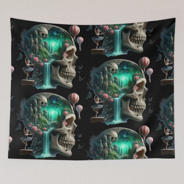Item preview, Gothic Mindscape – Skull Castle Waterfall and Ballerina designed and sold by LujziWorld.