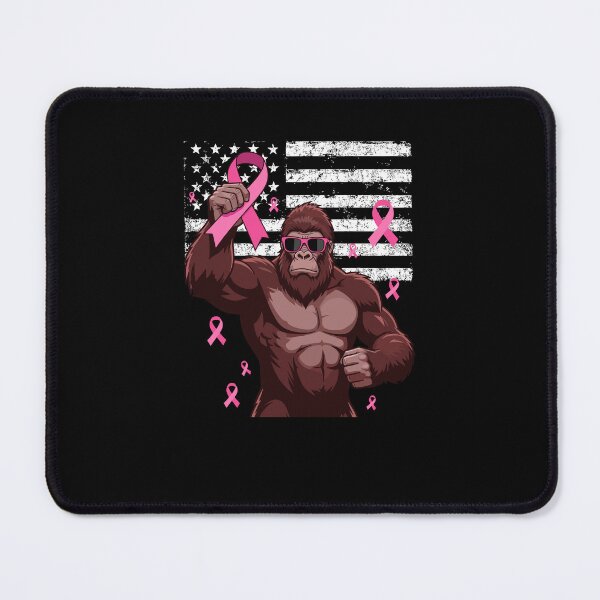 Item preview, Bigfoot Pink Ribbon American Flag Breast Cancer Awareness Supporter designed and sold by MysticMirth.