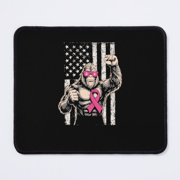 Item preview, Bigfoot Pink Ribbon American Flag Breast Cancer Awareness Supporter designed and sold by MysticMirth.