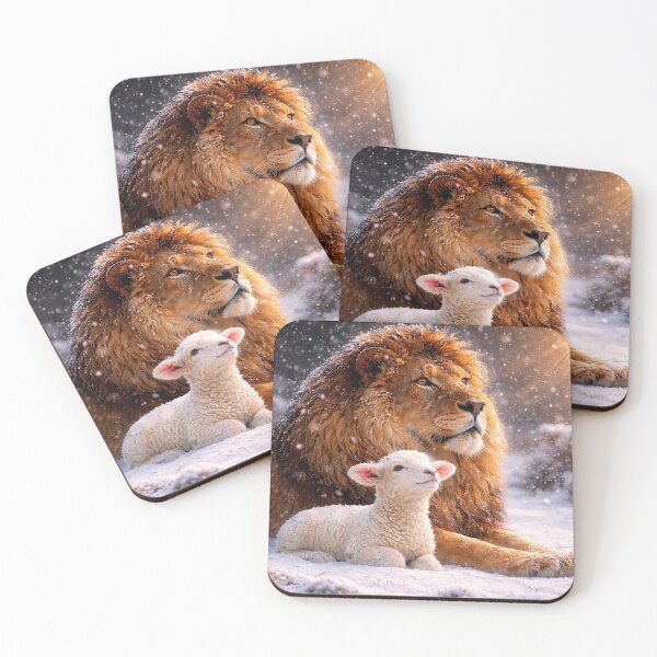 Item preview, Lion and Lamb in Snowy Harmony Christmas Peace designed and sold by Stephanie Laird.
