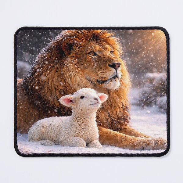 Item preview, Lion and Lamb in Snowy Harmony Christmas Peace designed and sold by Stephanie Laird.