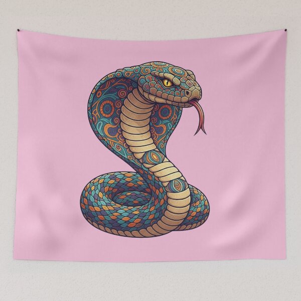 Item preview, Cobra Snake Ornate Mosaic Pattern Illustration designed and sold by Exquisite Design Studio „Paculówka”.
