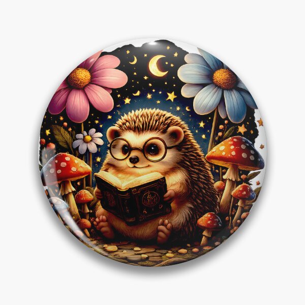 Item preview, Moonlit Reading Hedgehog | Magical Cottagecore Book Lover Art designed and sold by Clothes With Smiling Animals Walt Gral.
