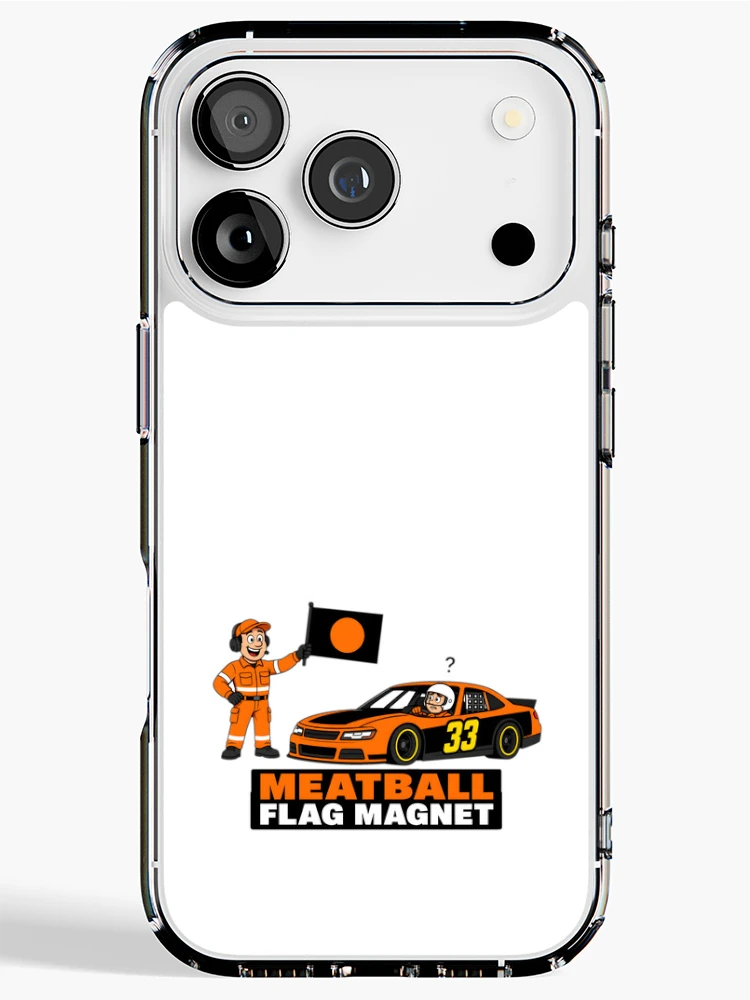 Thumbnail 1 of 5, iPhone Case, Meatball Flag Magnet - Sim Racing Humor designed and sold by GarageGraphics.