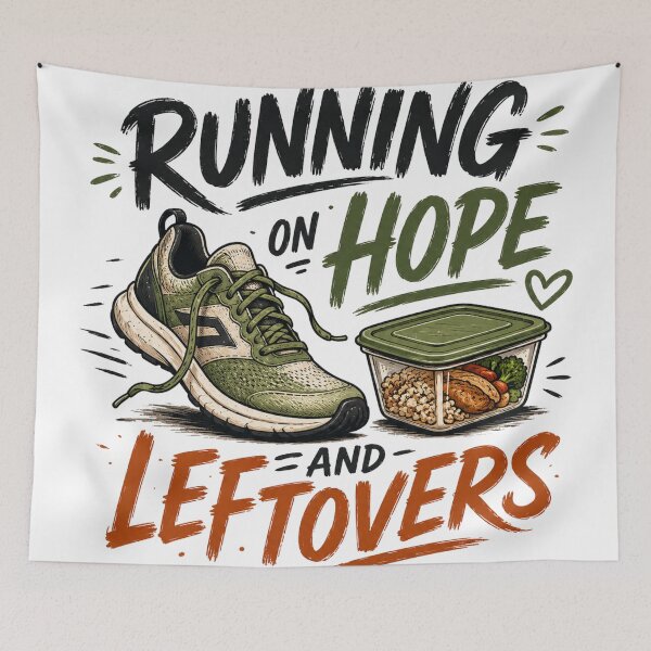 Item preview, Running on Hope and Leftovers Funny Runner Fitness Motivation Design designed and sold by Sevastian  Ortega.