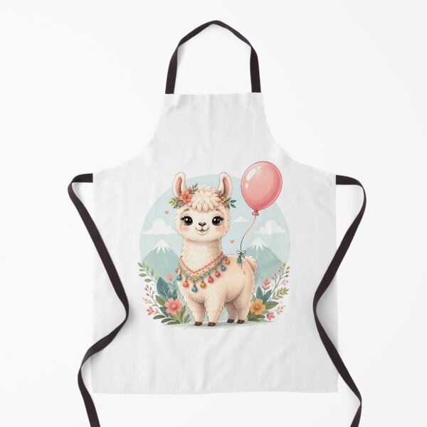 Item preview, Cute Baby Llama with Balloon | Kawaii Alpaca Birthday Illustration designed and sold by Celebrate & Sparkle.