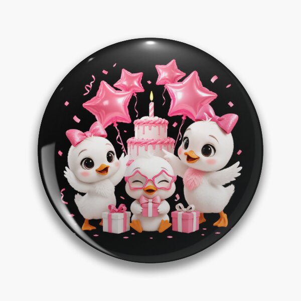 Item preview, Cute White Duck Birthday Clipart with Pink Balloons and Cake | Kawaii Birthday Ducks designed and sold by Celebrate & Sparkle.