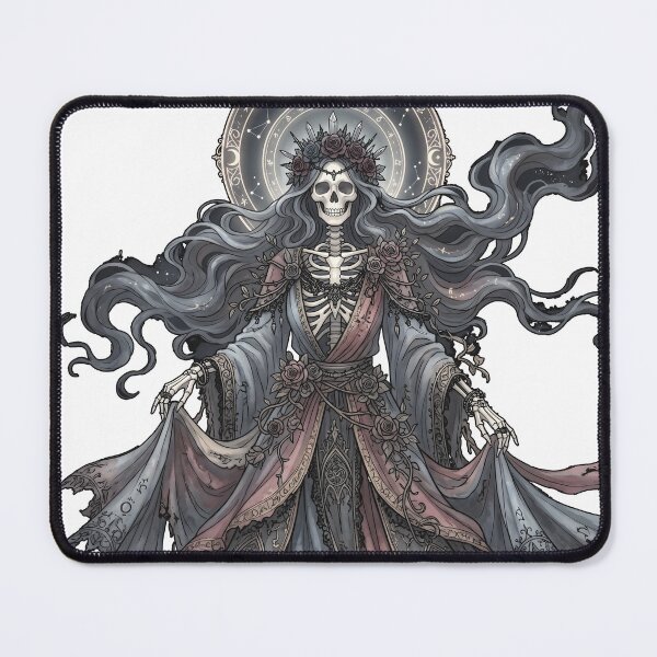 Item preview, Dark Fantasy Skeleton Queen Wearing Rose Crown and Elegant Flowing Dress designed and sold by MisteryDesigner.