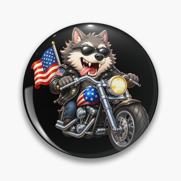 Item preview, Patriotic Wolf Biker Riding Harley with American Flag designed and sold by FREENATION2026.