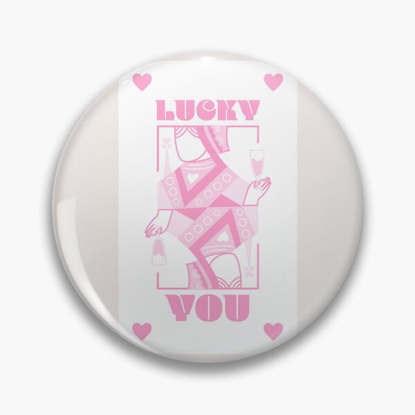 Item preview, Pink Retro Aesthetic "Lucky You" Queen of Hearts Playing Card Design, Law of Attraction Quotes Art designed and sold by SpringTeaDesigns.