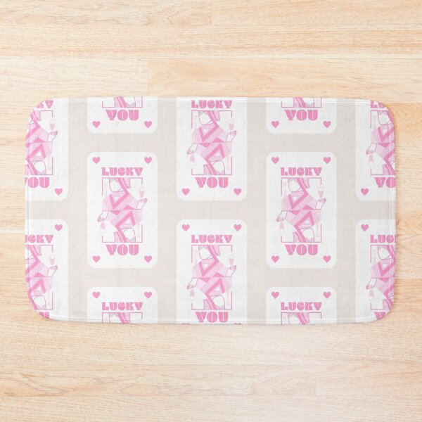 Item preview, Pink Retro Aesthetic "Lucky You" Queen of Hearts Playing Card Design, Law of Attraction Quotes Art designed and sold by SpringTeaDesigns.