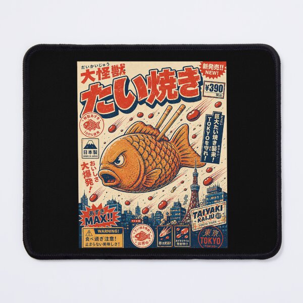 Item preview, Taiyaki Kaiju Retro Japanese Food Monster Tokyo Vintage Poster designed and sold by Ali-printshop.