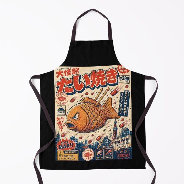 Item preview, Taiyaki Kaiju Retro Japanese Food Monster Tokyo Vintage Poster designed and sold by Ali-printshop.