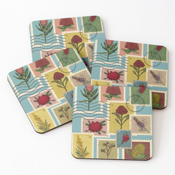 Item preview, Australian botanical vintage stamps designed and sold by InkRiot Studios.