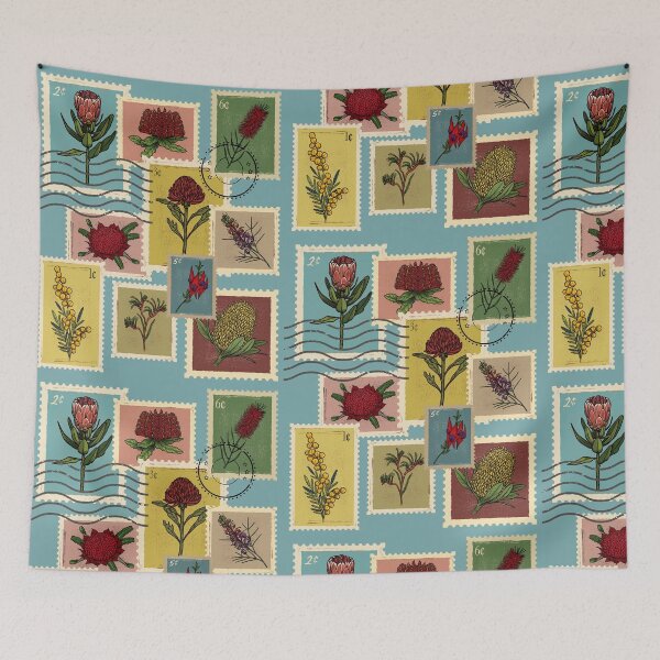 Item preview, Australian botanical vintage stamps designed and sold by InkRiot Studios.