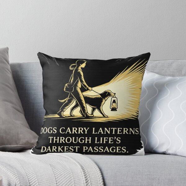 Aperçu de l'œuvre Dogs Carry Lanterns Through Life’s Darkest Passages – Inspirational Dog Lover Design créée et vendue par AMIR PRO .