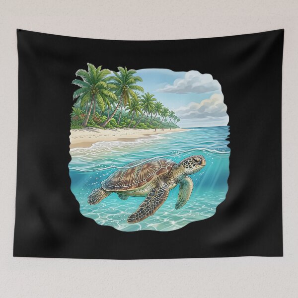 Item preview, Beach by the sea with turtle designed and sold by ReneMM.