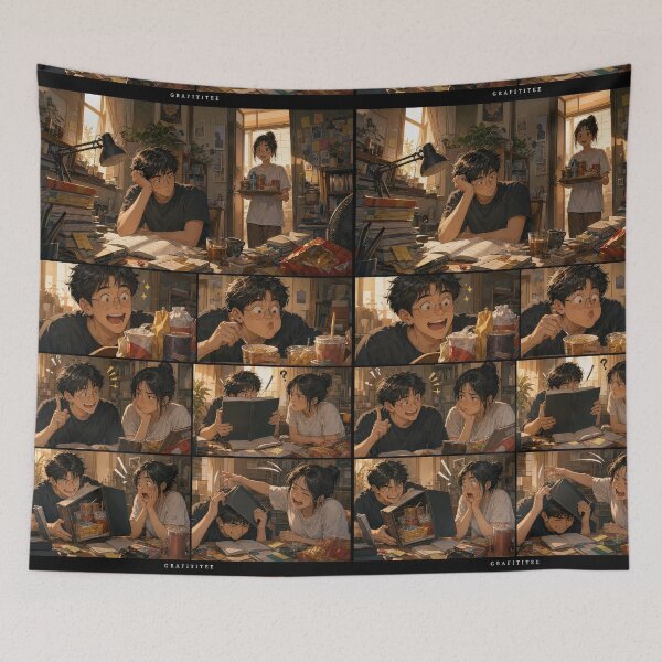 Item preview, Student Life Cozy Reading Room Comic Print designed and sold by Grafititee.