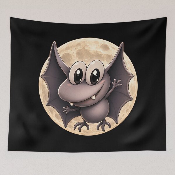 Item preview, Cute Baby Bat Waving at the Full Moon designed and sold by Extravanganzza.