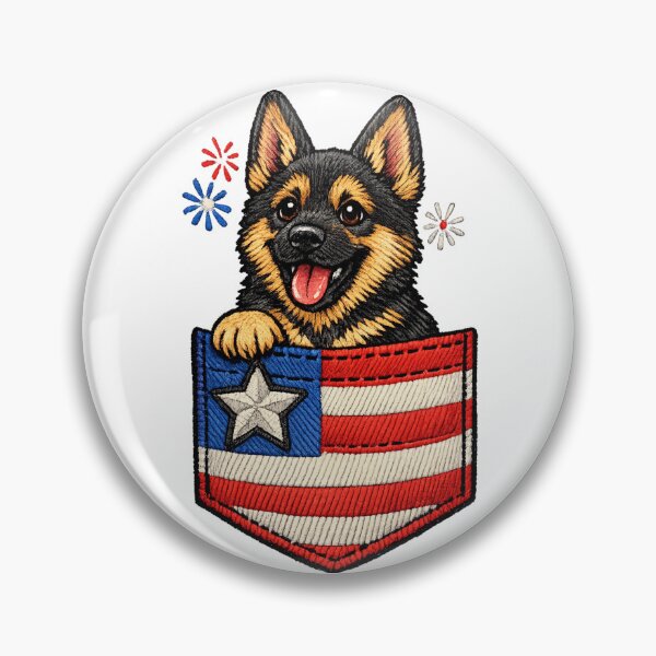 Item preview, Patriotic German Shepherd in Pocket | American Flag pocket 4th of July Dog designed and sold by Youngkev-arts.