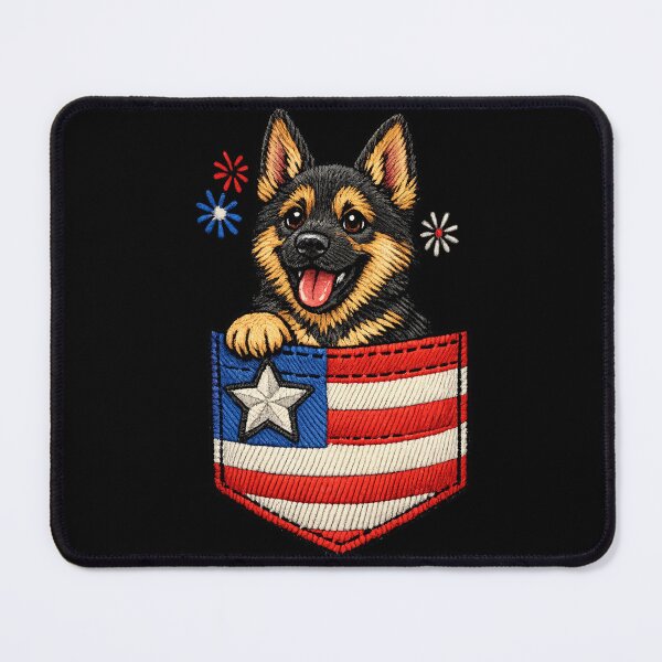 Item preview, Patriotic German Shepherd in Pocket | American Flag pocket 4th of July Dog designed and sold by Youngkev-arts.
