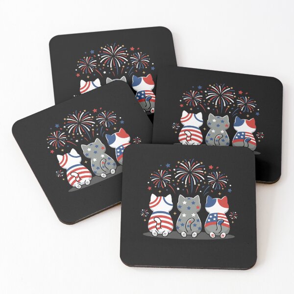 Item preview, Patriotic American Cats Fourth Of July Fireworks designed and sold by SofenArt.