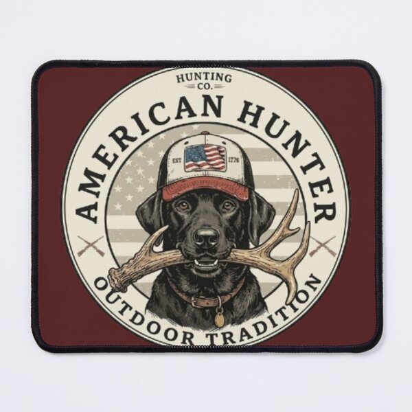 Item preview, American Hunter Outdoor Tradition Dog Hunting Vintage Badge  | Labrador Retriever Hunting Logo | Rustic USA Hunting Emblem Design designed and sold by Marketflowcreation .
