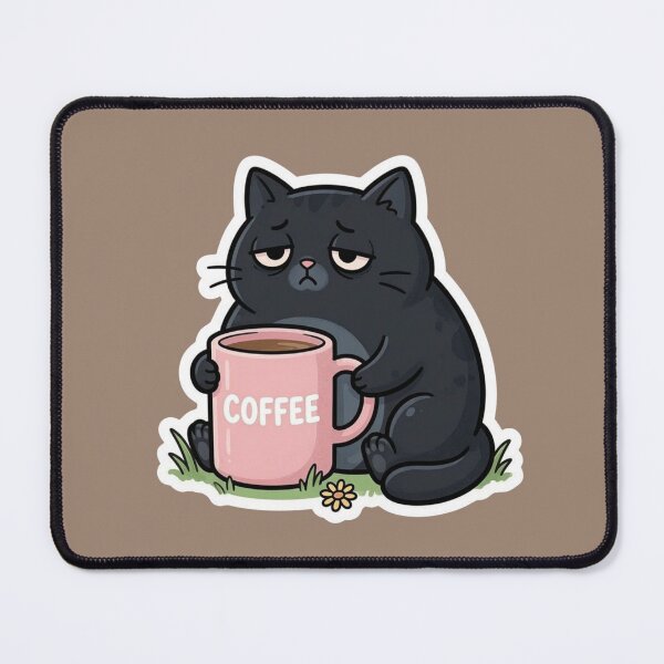 Item preview, Tired cat with coffee. Antisocial humor. designed and sold by design-rebell.