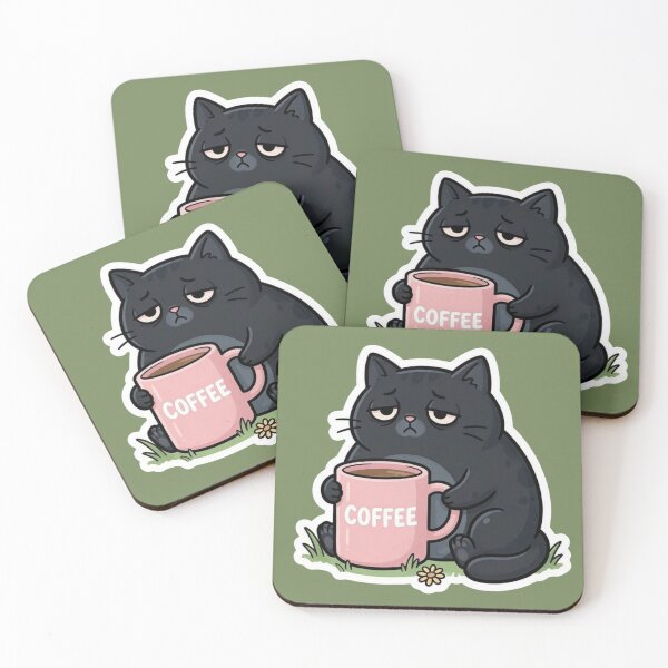 Item preview, Tired cat with coffee. Antisocial humor. designed and sold by design-rebell.