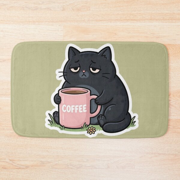 Item preview, Tired cat with coffee. Antisocial humor. designed and sold by design-rebell.