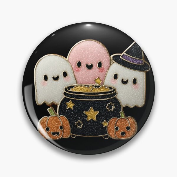 Item preview, Cute Halloween Ghosts and Magic Cauldron Pin designed and sold by colorful-white.
