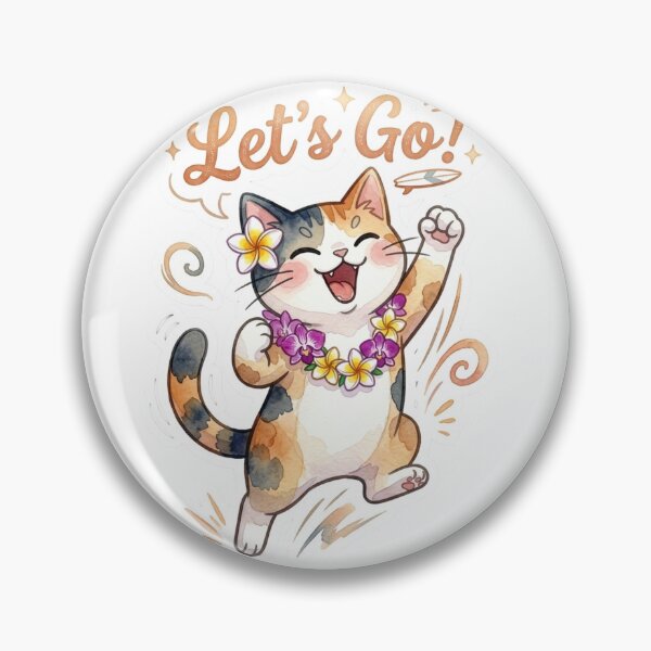 Item preview, Lani - Cute Kawaii Calico Cat Hawaiian Aloha "Let's Go!" Watercolor designed and sold by LaniDigitalNook.
