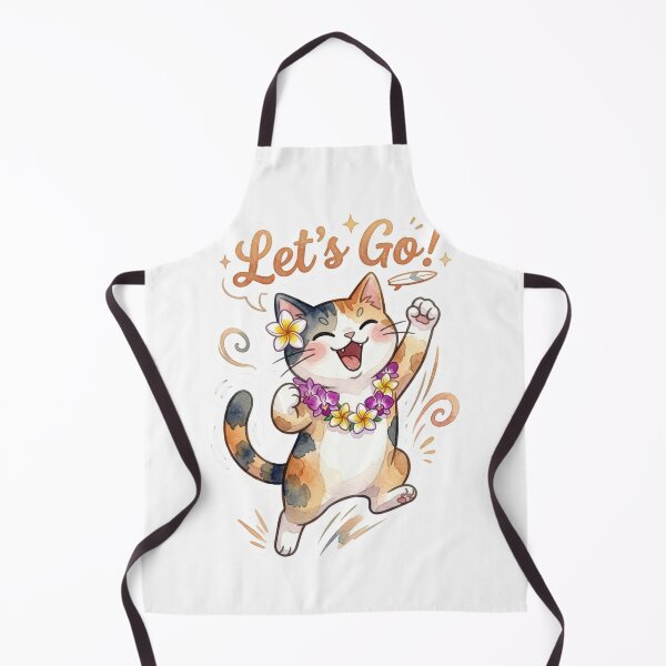 Item preview, Lani - Cute Kawaii Calico Cat Hawaiian Aloha "Let's Go!" Watercolor designed and sold by LaniDigitalNook.