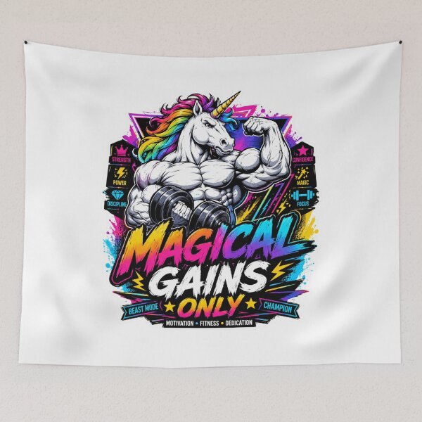 Item preview, Magical Gains Only Buff Unicorn Gym Bodybuilding designed and sold by Digistore1221.