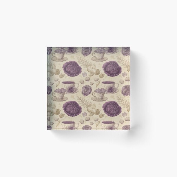 Item preview, Vintage Whimsical Teacups and Purple Cabbage Pattern designed and sold by Patterns & Love .