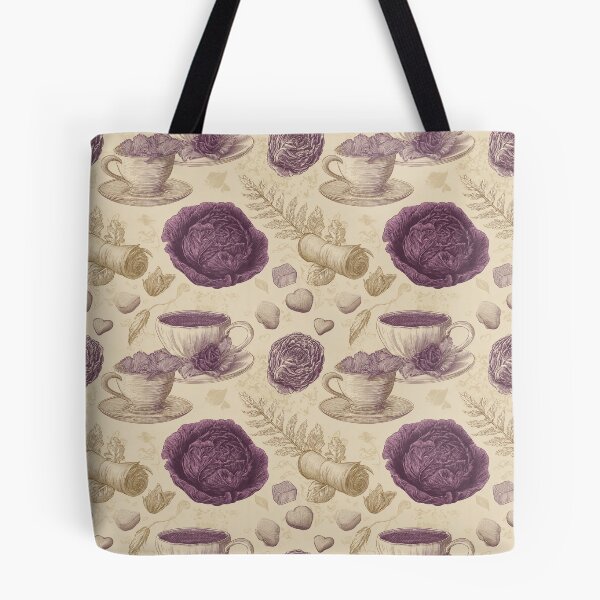 Item preview, Vintage Whimsical Teacups and Purple Cabbage Pattern designed and sold by Patterns & Love .
