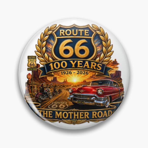 Item preview, Route 66 100 Years Anniversary 1926-2026 | The Mother Road Vintage Classic Car & Motorcycle Design designed and sold by DigiArt8Design.