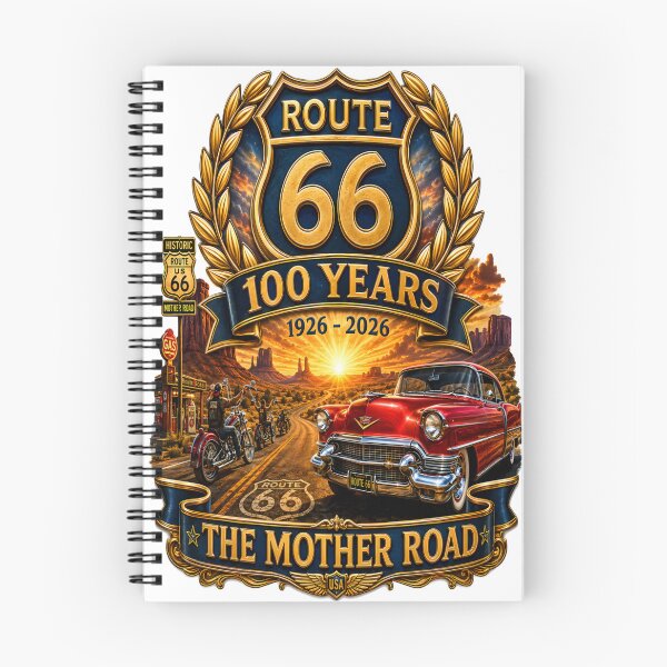 Item preview, Route 66 100 Years Anniversary 1926-2026 | The Mother Road Vintage Classic Car & Motorcycle Design designed and sold by DigiArt8Design.