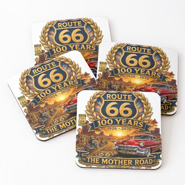 Item preview, Route 66 100 Years Anniversary 1926-2026 | The Mother Road Vintage Classic Car & Motorcycle Design designed and sold by DigiArt8Design.