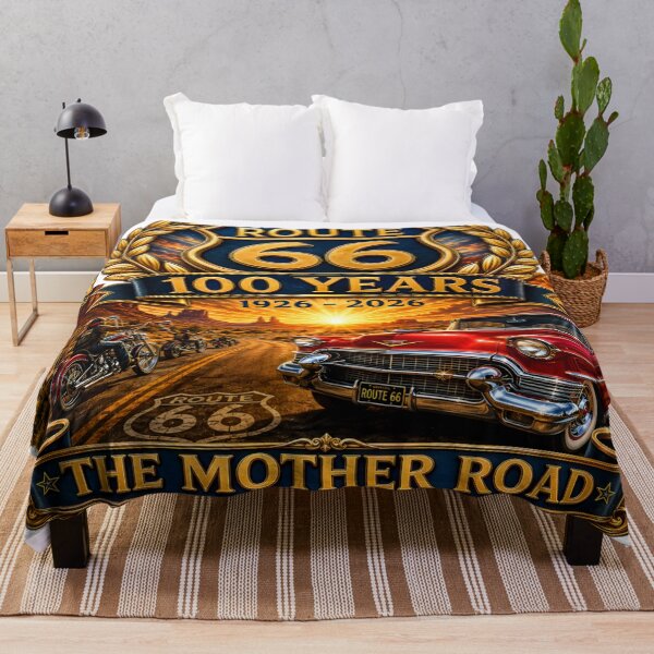 Item preview, Route 66 100 Years Anniversary 1926-2026 | The Mother Road Vintage Classic Car & Motorcycle Design designed and sold by DigiArt8Design.