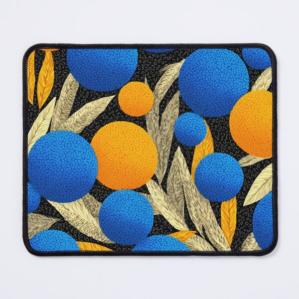 Item preview, Vibrant Blue and Orange Orbs Botanical Pattern designed and sold by colorful-white.