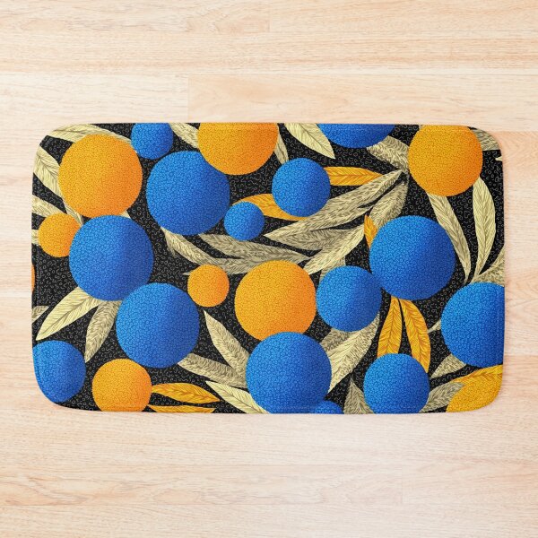 Item preview, Vibrant Blue and Orange Orbs Botanical Pattern designed and sold by colorful-white.