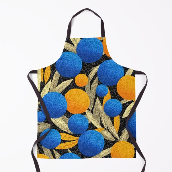 Item preview, Vibrant Blue and Orange Orbs Botanical Pattern designed and sold by colorful-white.