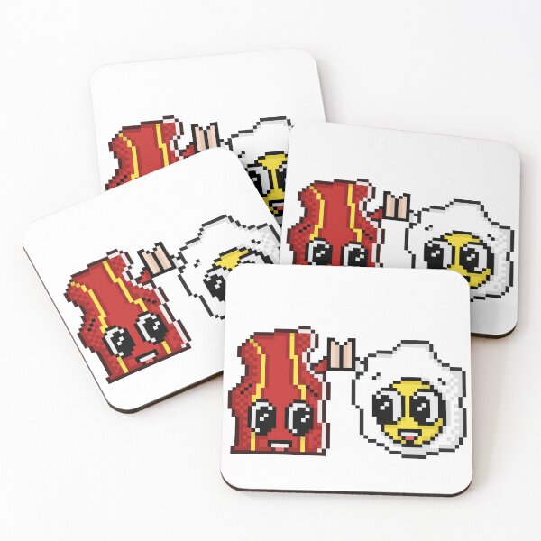Item preview, Cute Bacon and Egg High Five Pixel Art designed and sold by RetroRlx.