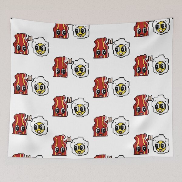 Item preview, Cute Bacon and Egg High Five Pixel Art designed and sold by RetroRlx.