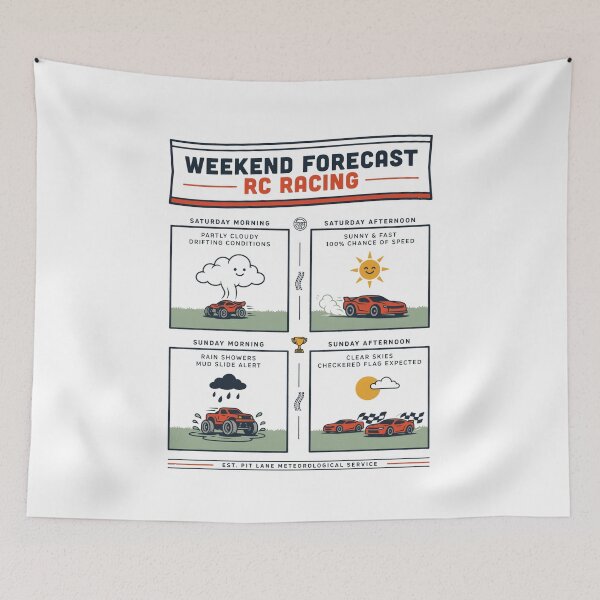 Item preview, Weekend Forecast RC Racing – Funny RC Car Weather Report designed and sold by No Excuses Supply.