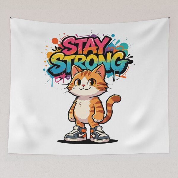 Item preview, Stay Strong Cat Street Art designed and sold by LINSSEX Style • Urban & Sport Streetwear.